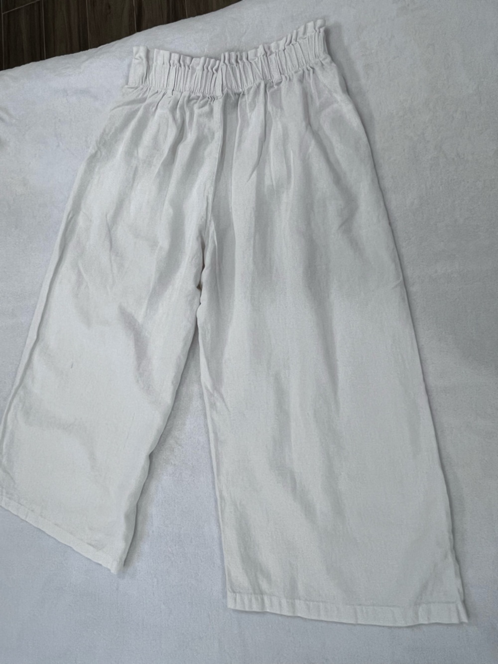 Coffee Bean White Linen Blend Wide Leg Pants Paperbag Waist Size M - Picture 11 of 13